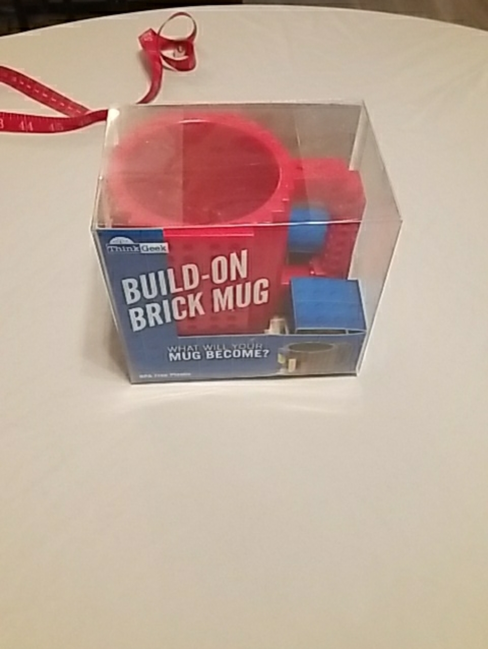 ThinkGeek Build-On Brick Mug - Red with Blue Accents
